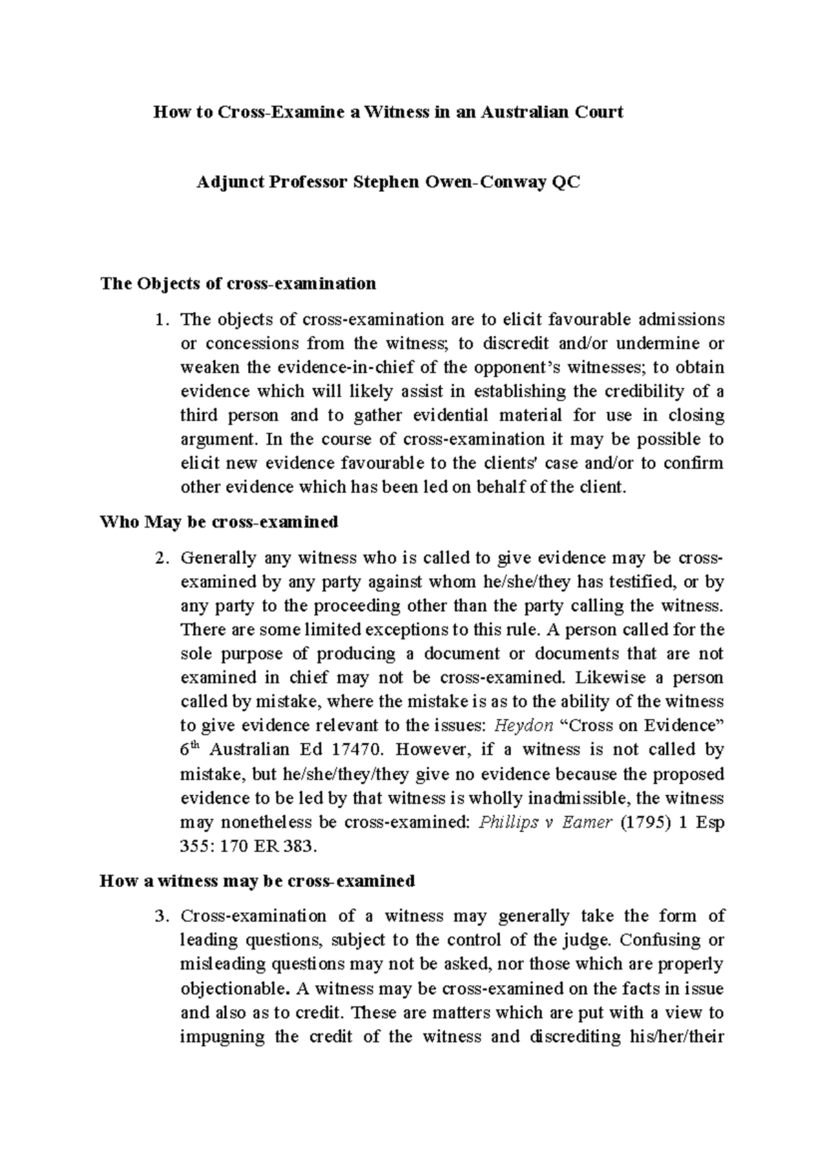How to Cross-Examine a Witness in an Australian Court (LAW 101) - Studocu