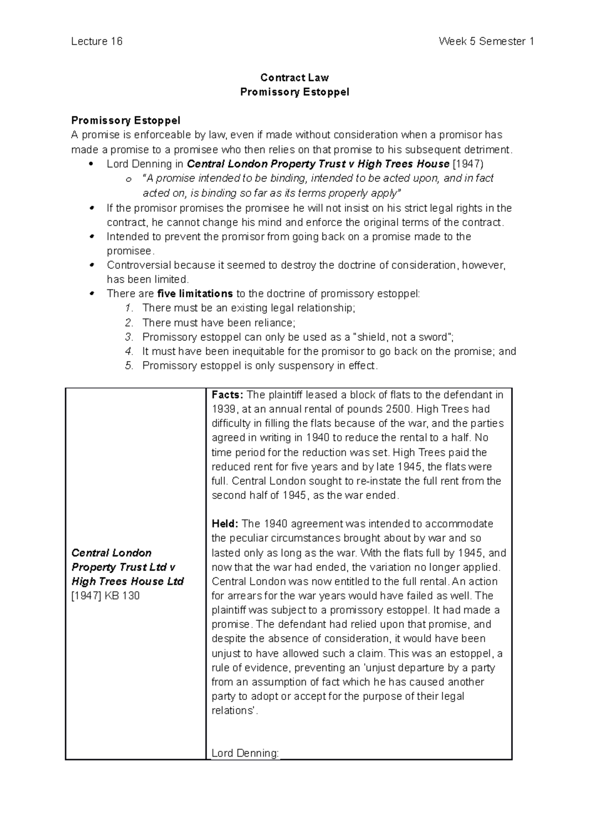 Promissory Estoppel - Contract Law Promissory Estoppel Promissory ...