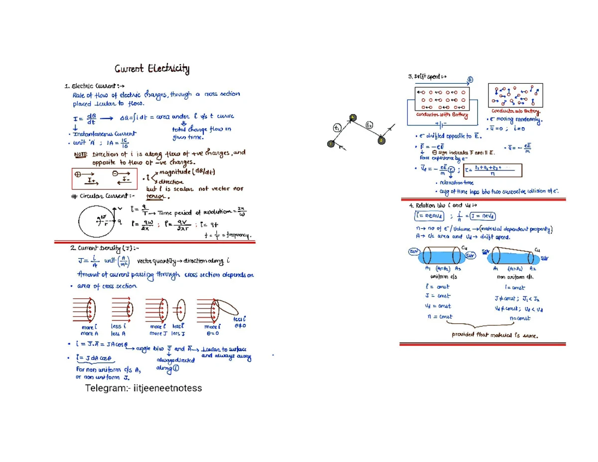 Current Electricity Class 12 Physics Topper's Handwriting Short ...