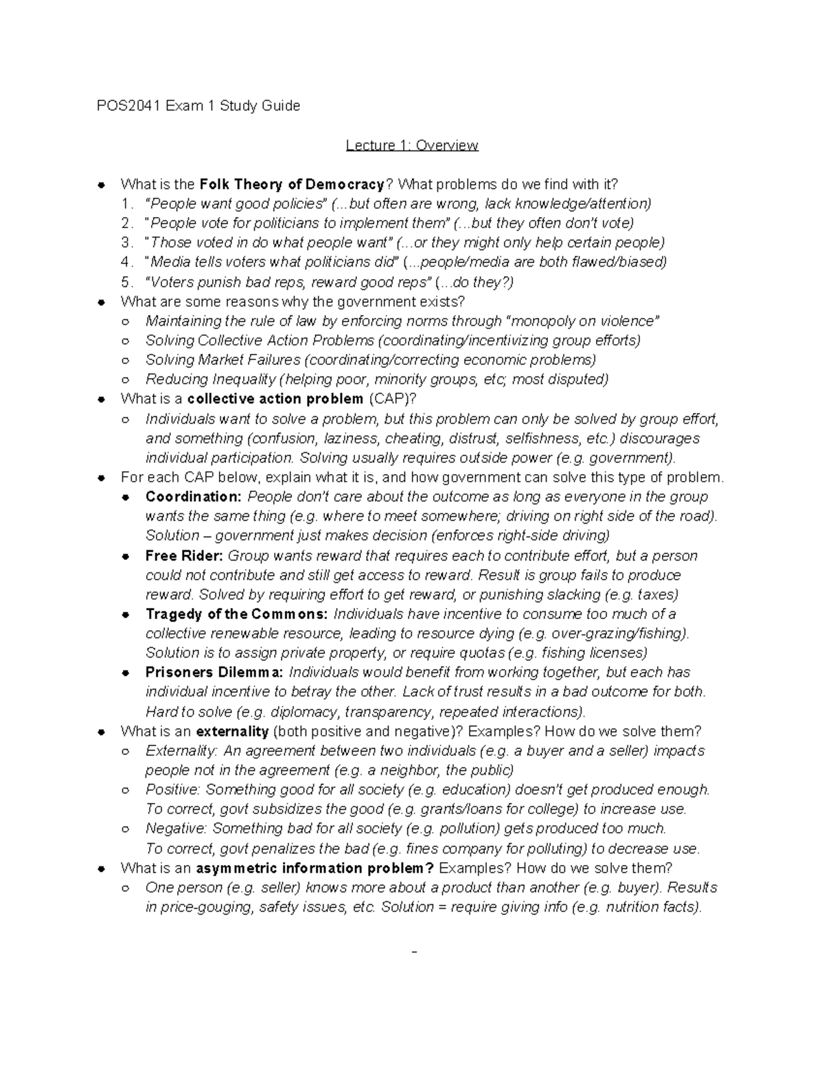 POS2041 Study Guide: Exam 1 Overview & Key Concepts - Studocu