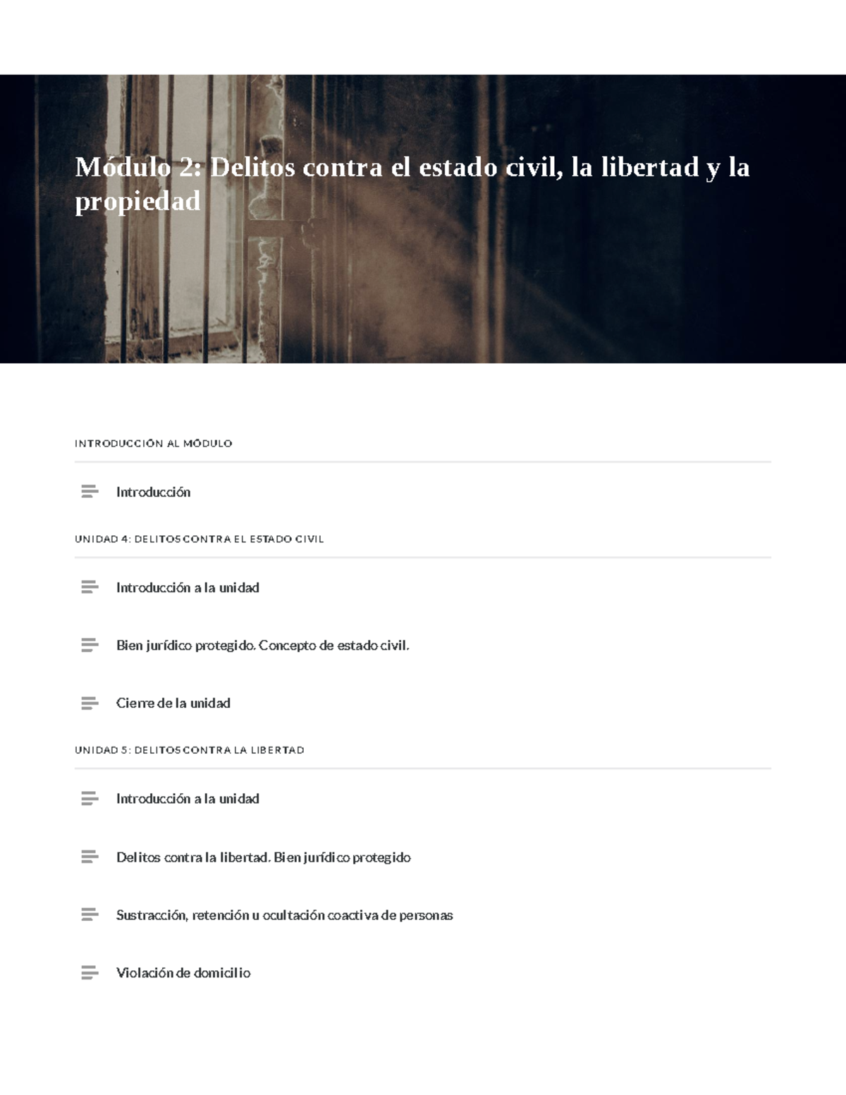 Modulo 2: Delitos contra el Estado Civil, Libertad y Propiedad - Document Preview