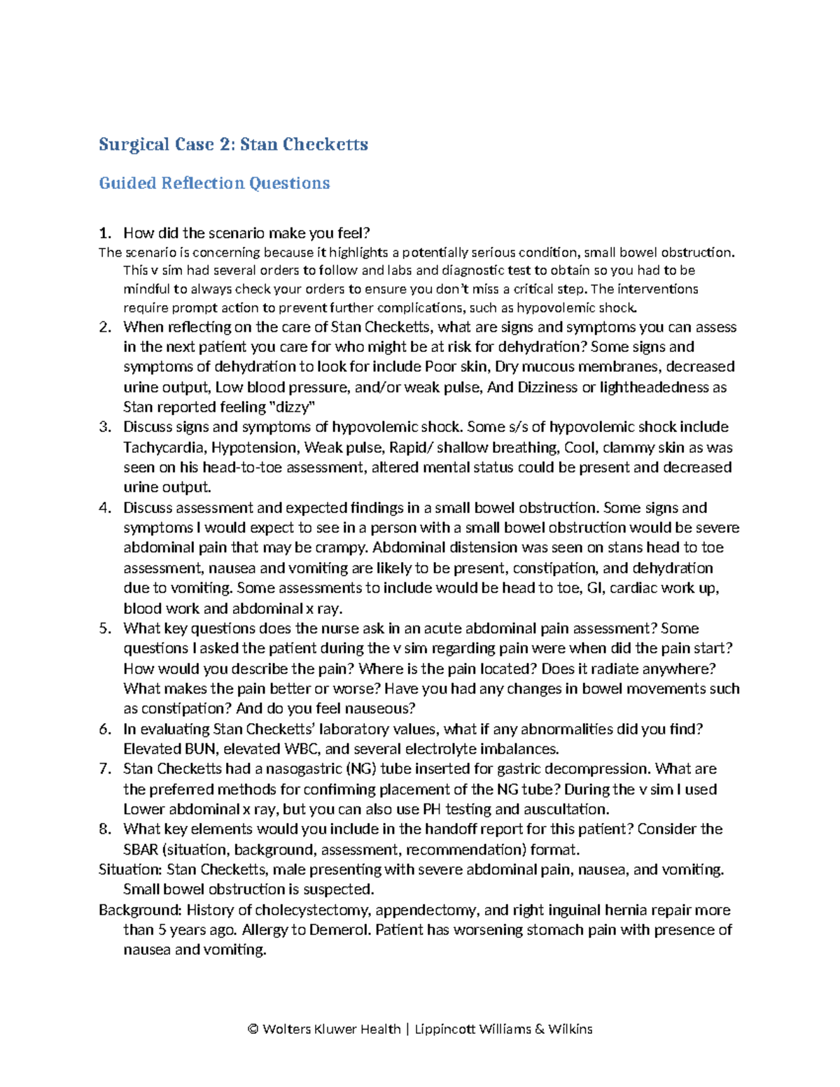 Huff. Guidedreflectionstanchecketts - Surgical Case 2: Stan Checketts ...
