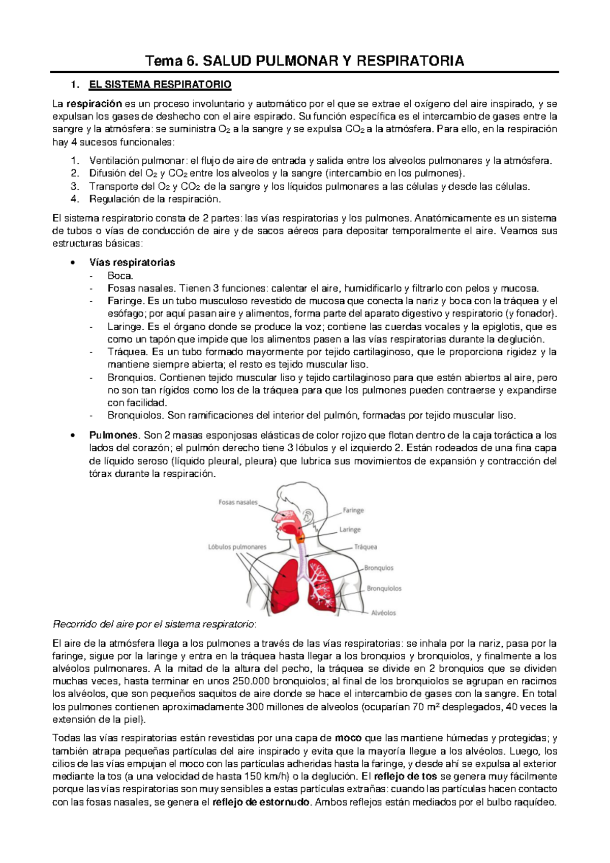Tema 6: Salud Pulmonar y Respiratoria - Examen Final - Studocu