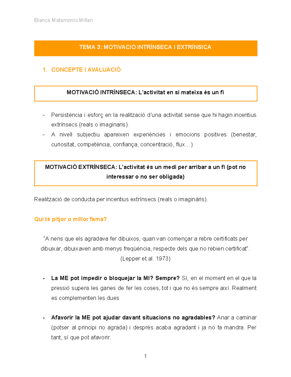 TEMA 3: Motivació Intrínseca i Extrínseca - Apunts de Blanca Matamoros ...