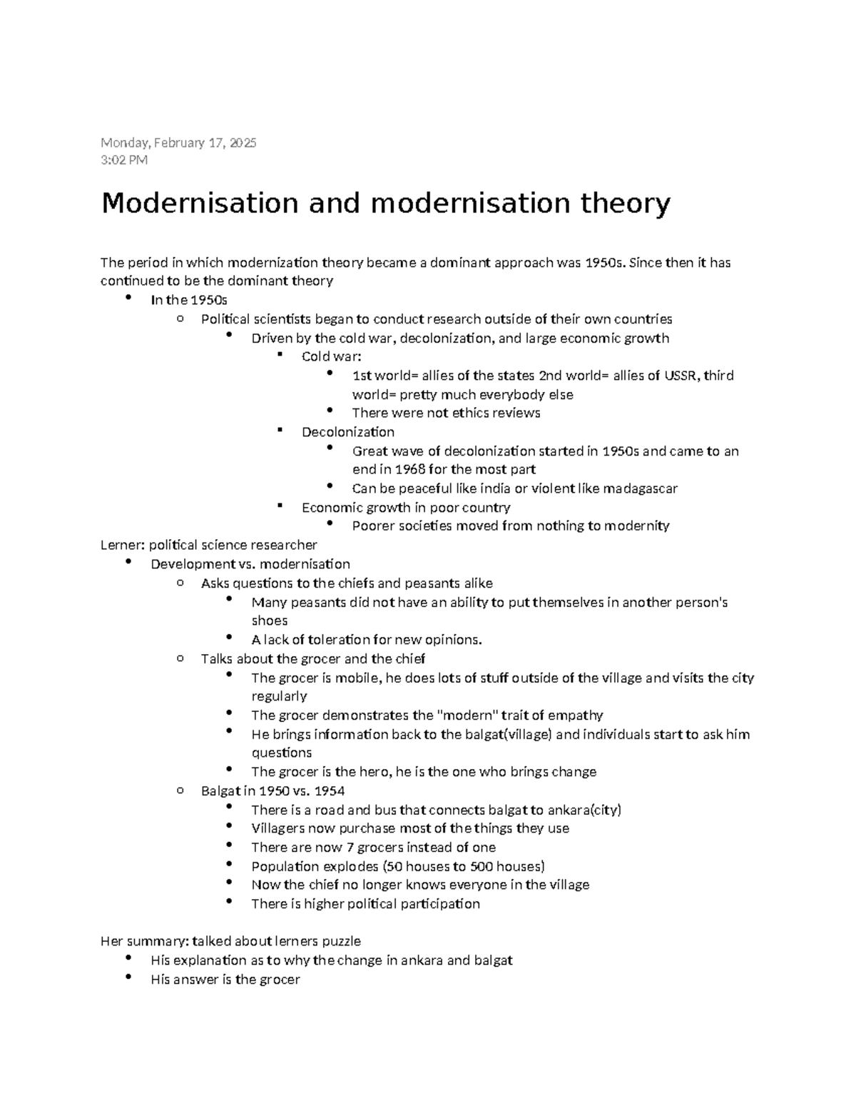 Modernisation theory and its impact on political science (GDS 101 ...