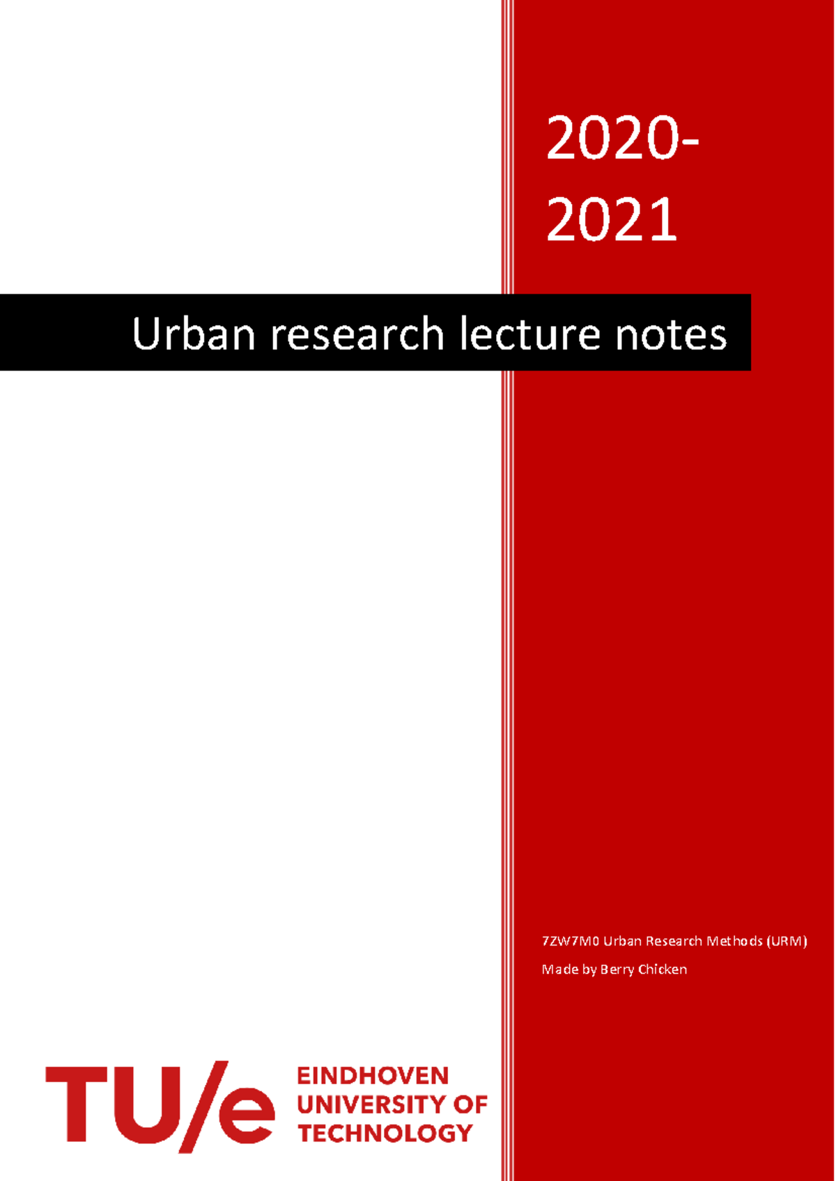 Lecture Notes on Urban Research Methods [URM] 2020-2021 - Studeersnel