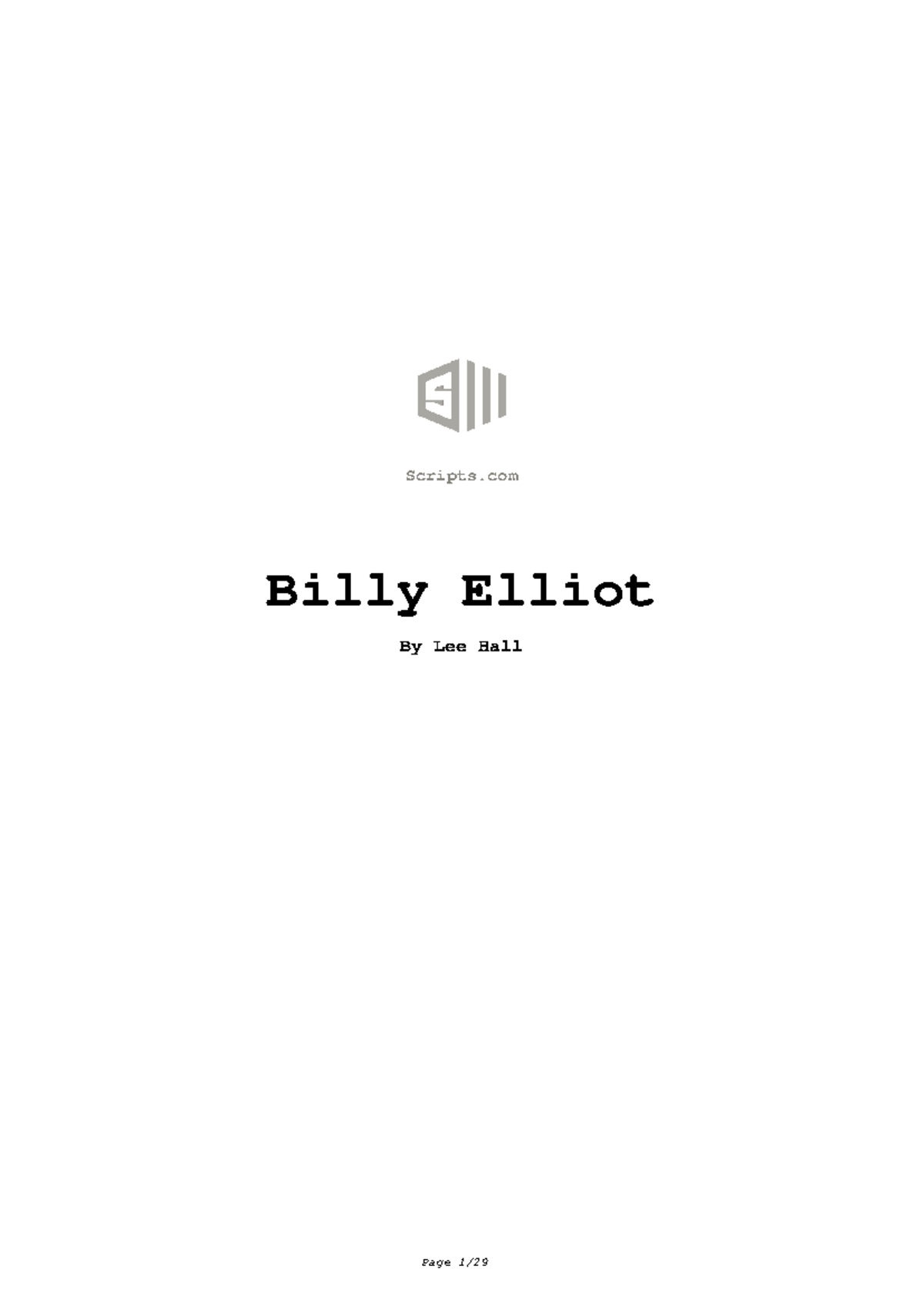 B.E. Drama Script: Billy Elliot Act Excerpts and Analysis - Studocu