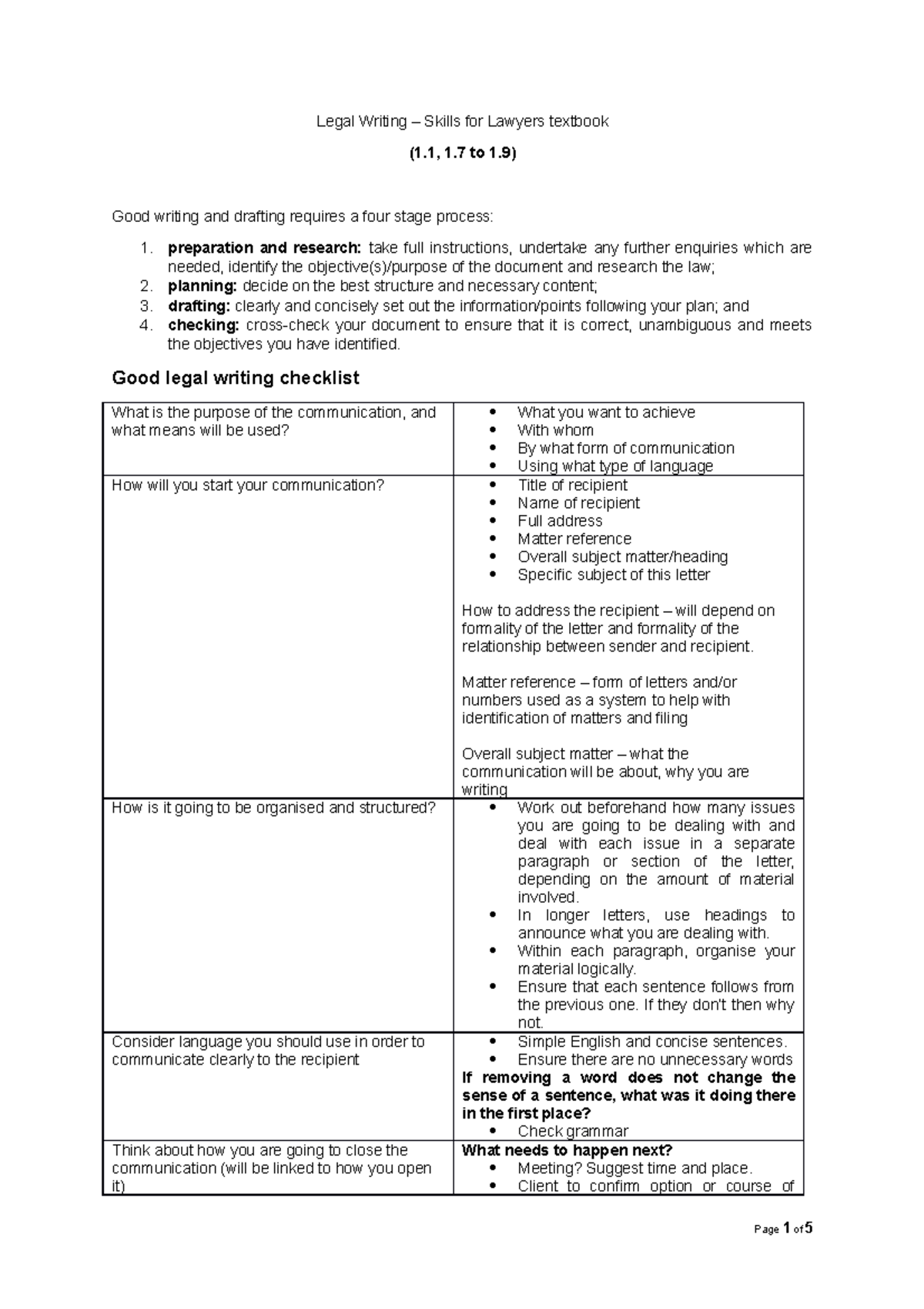 Legal writing - Practice material - Studocu
