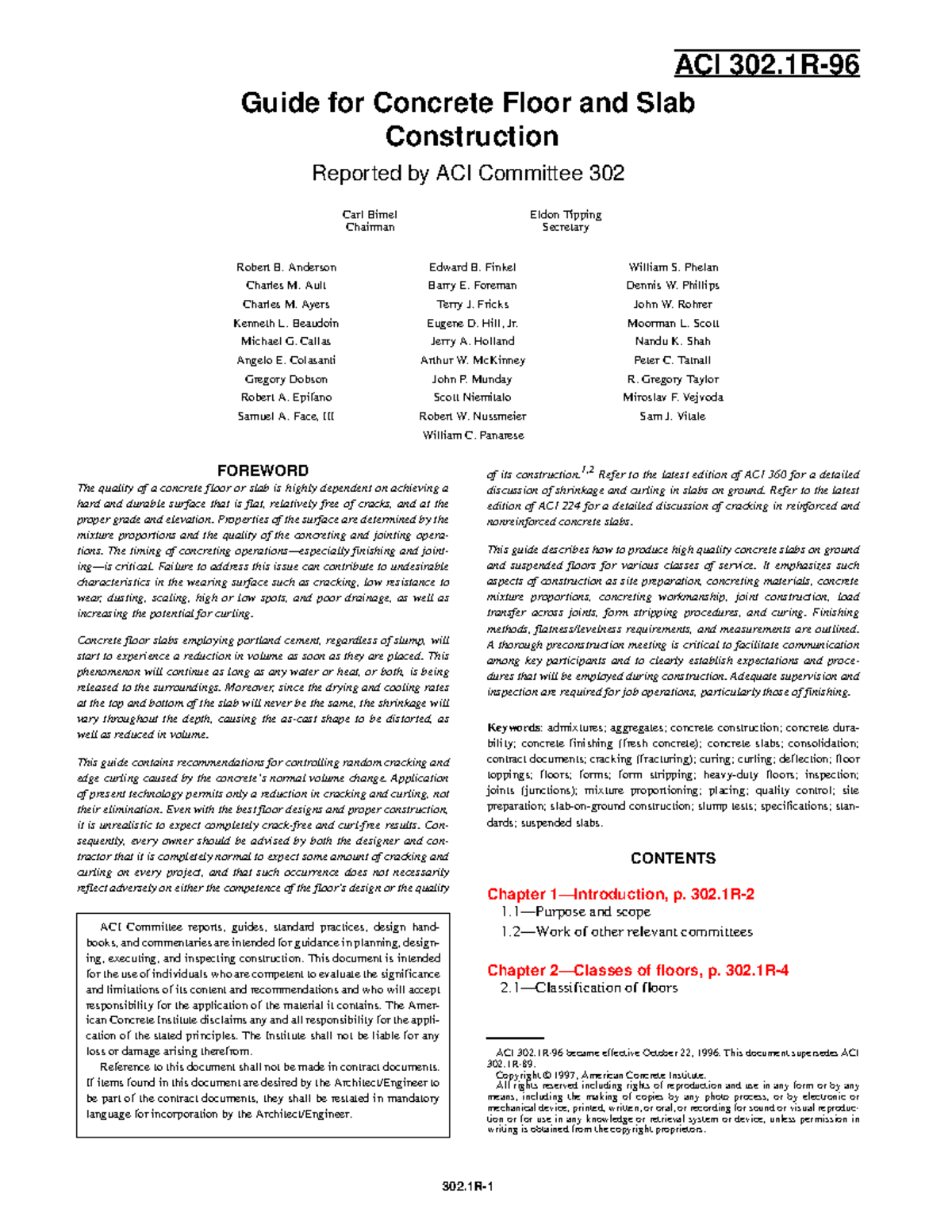 ACI 302-1R Guide for Quality Concrete Floor Construction - Studocu