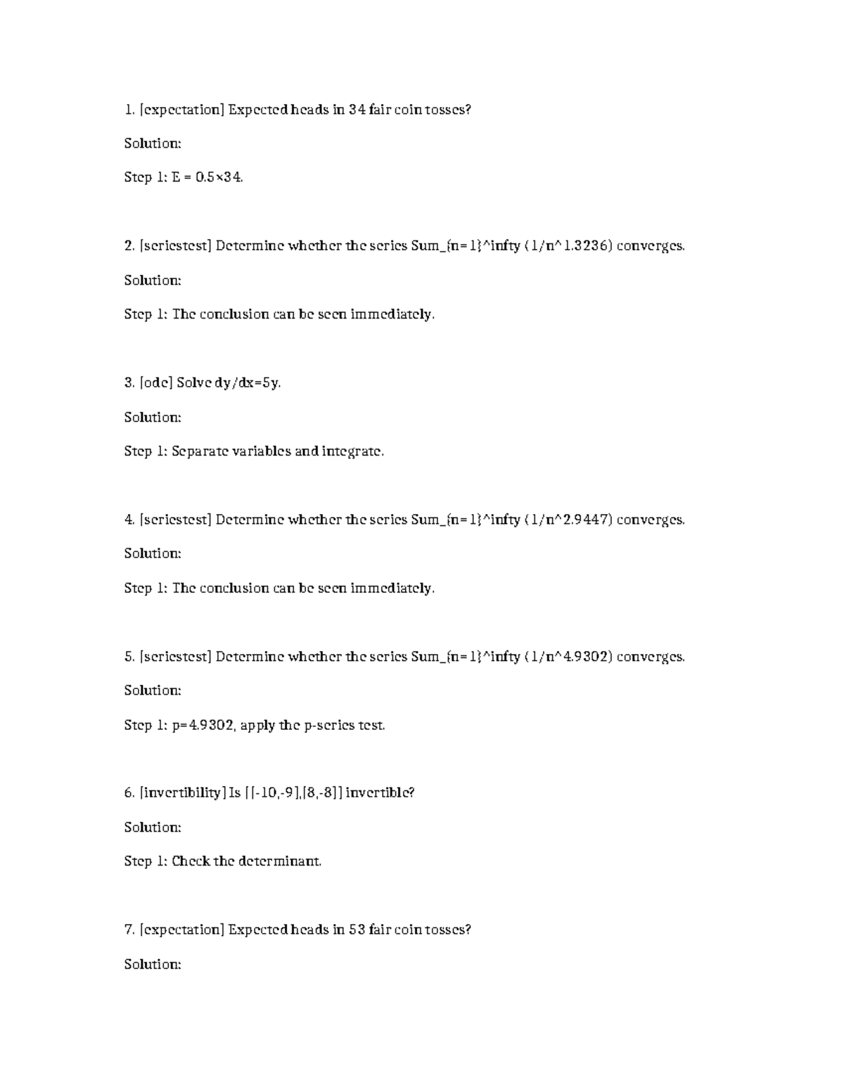 Math 2704: Invertibility Solutions and Coin Toss Expectations - Studocu