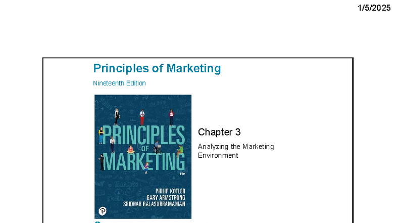 Principles of Marketing (MKT 101) Chapter 3: Analyzing the Marketing ...