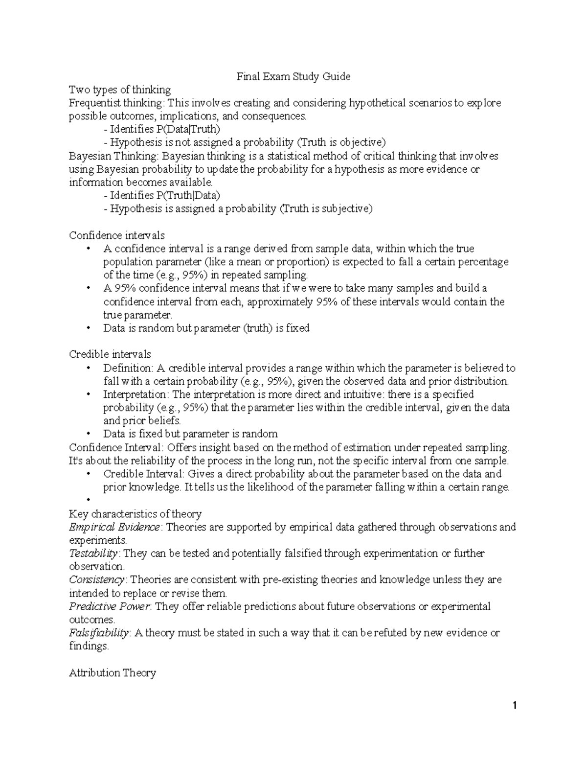 Final Exam Study Guide - ........... - Final Exam Study Guide Two types ...