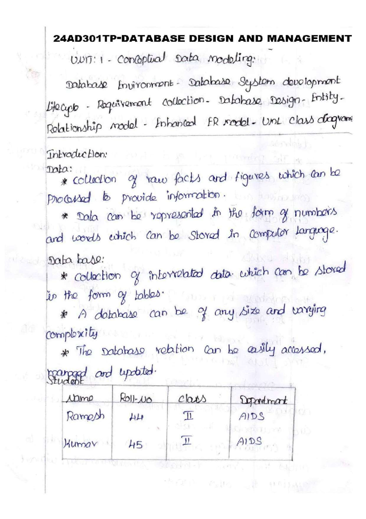 Design and Management of Complex Databases: DDM Course Notes - Studocu
