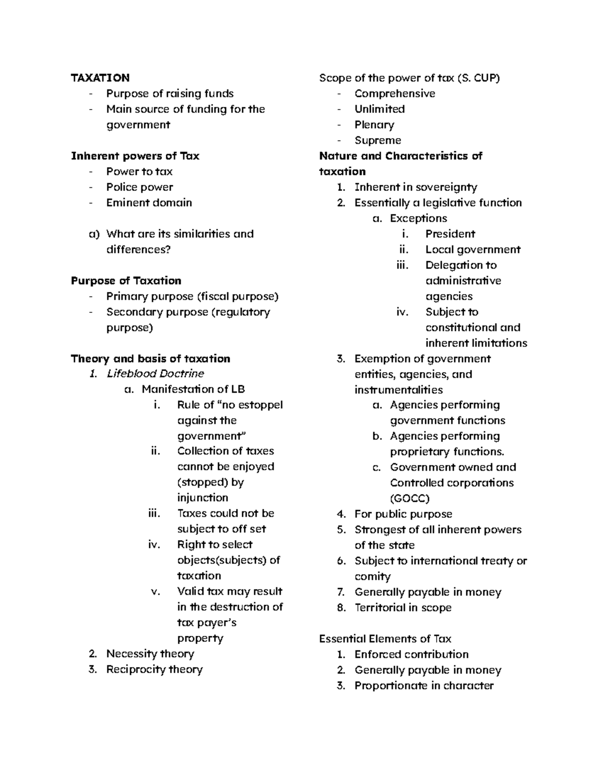 TAX101: Income Tax Chapter 1 Notes on Taxation Principles and Powers ...