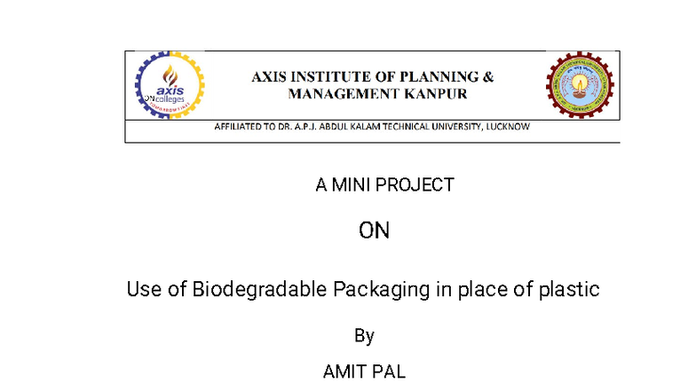 MBA Mini Project: Biodegradable Packaging vs. Plastic - Studocu