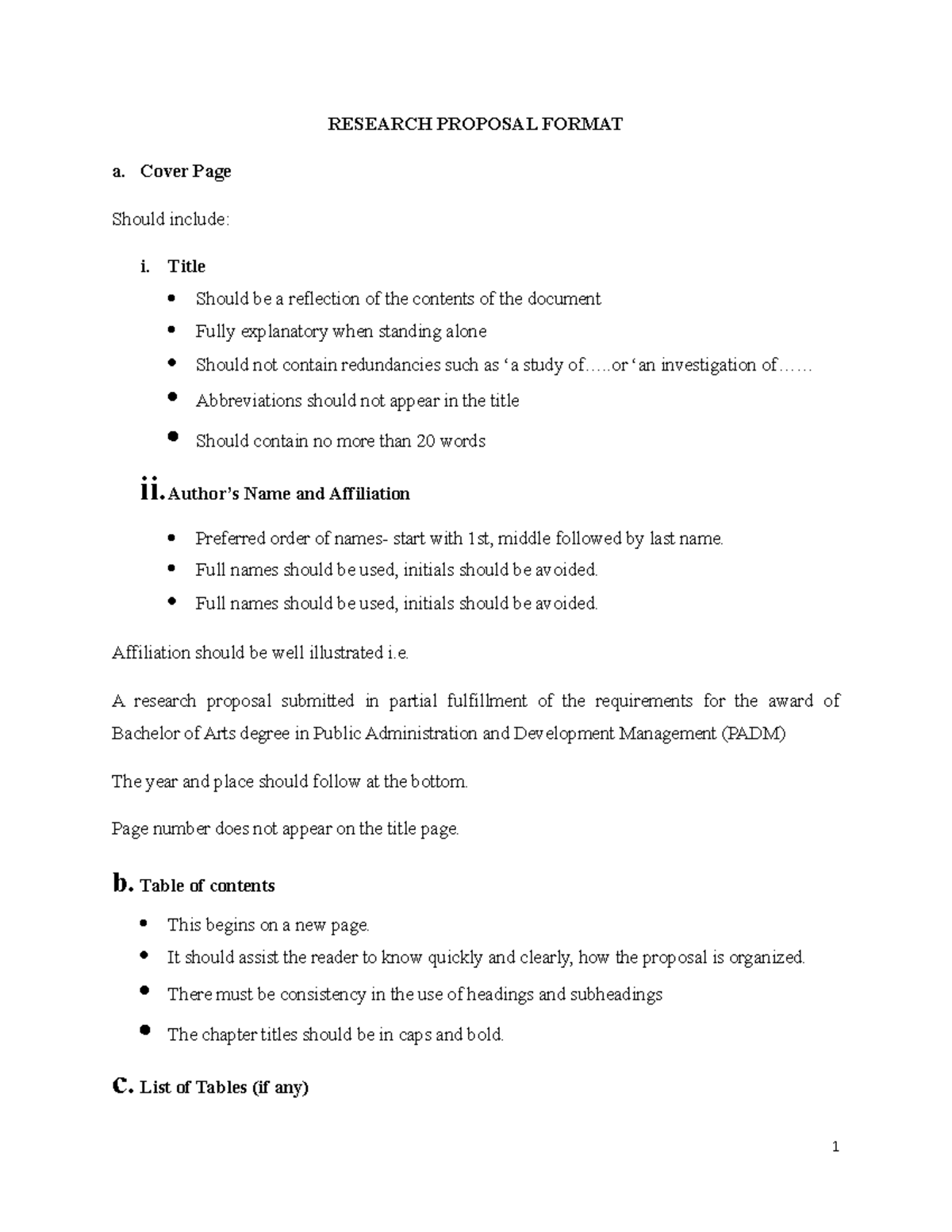 Research Proposal Format for PADM Program: Essential Guidelines - Studocu