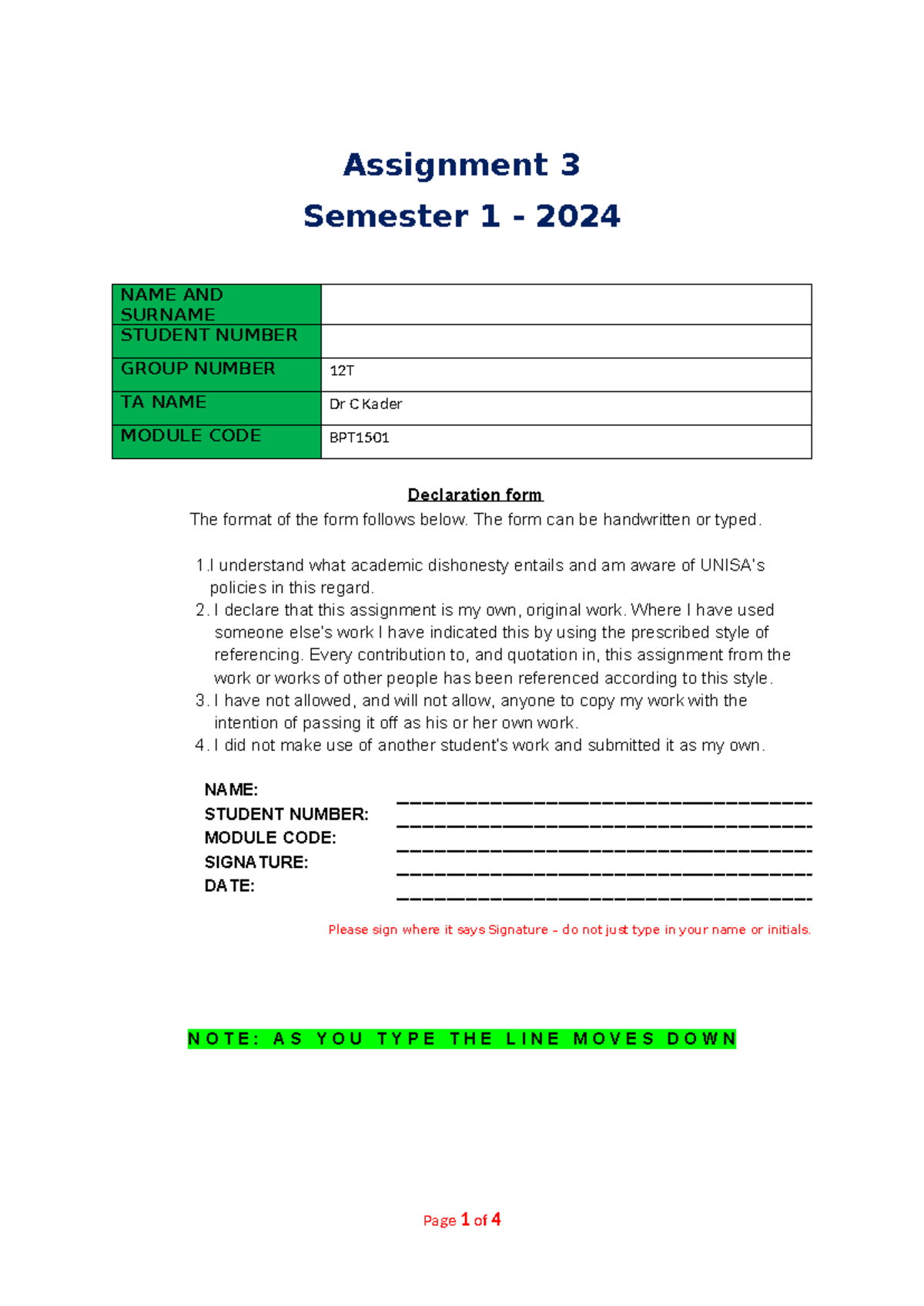 BPT Assessment 3 Answer Template - Semester 1, 2024 - Studocu