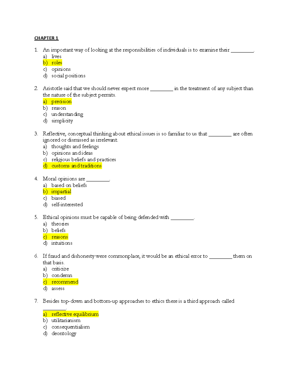 Final Exam Study Guide: Business Ethics (COURSE CODE) - Studocu