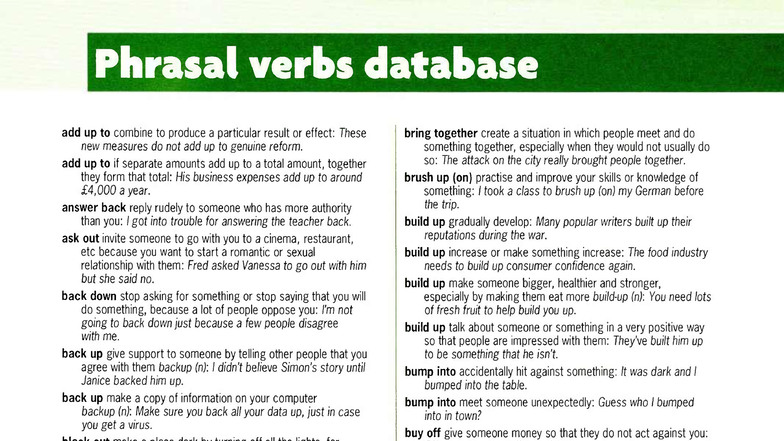 Phrasal Verbs Database - Comprehensive Study Guide for ESL Students ...