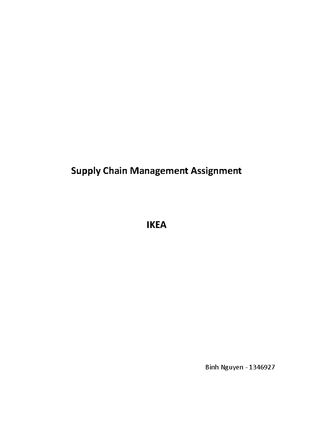 Supply Chain Management Assignment - IKEA (50%) - Studocu