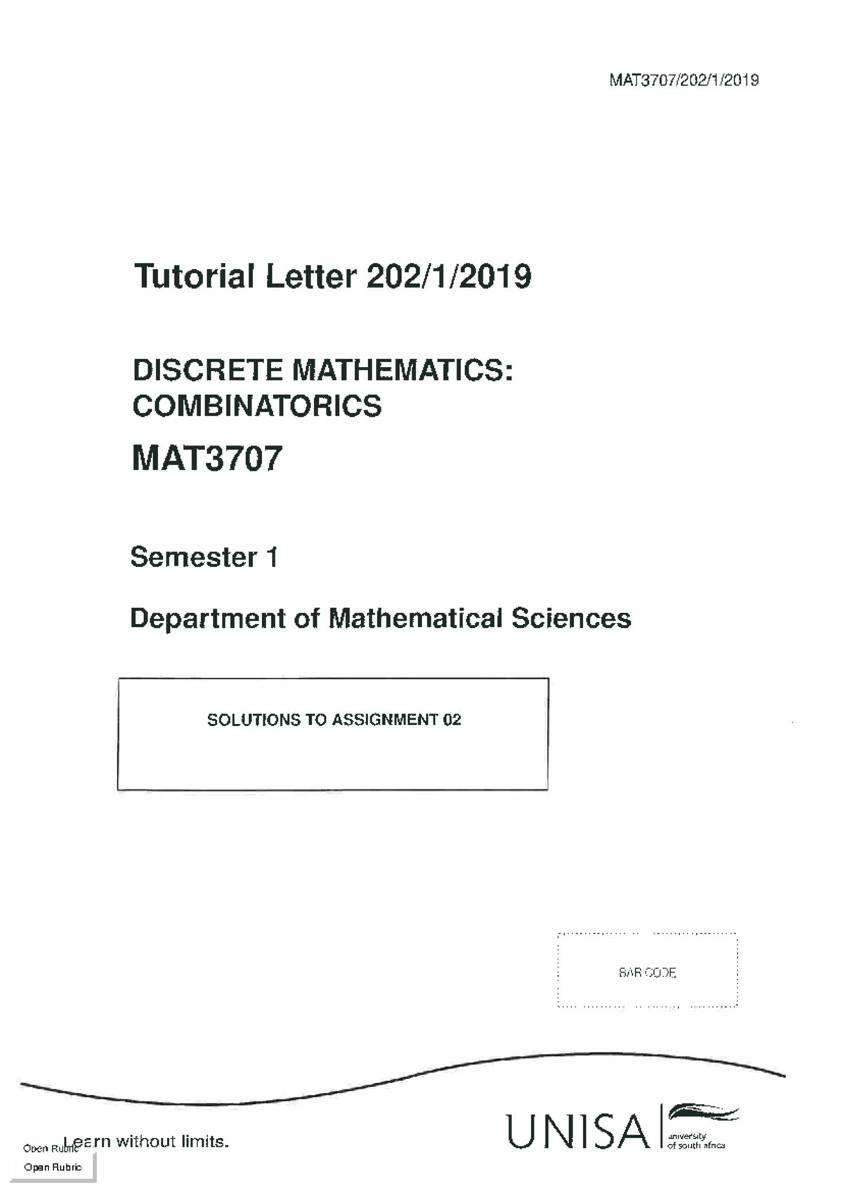 MAT3707 Assignment 02 Solution Guide and Analysis - Studocu