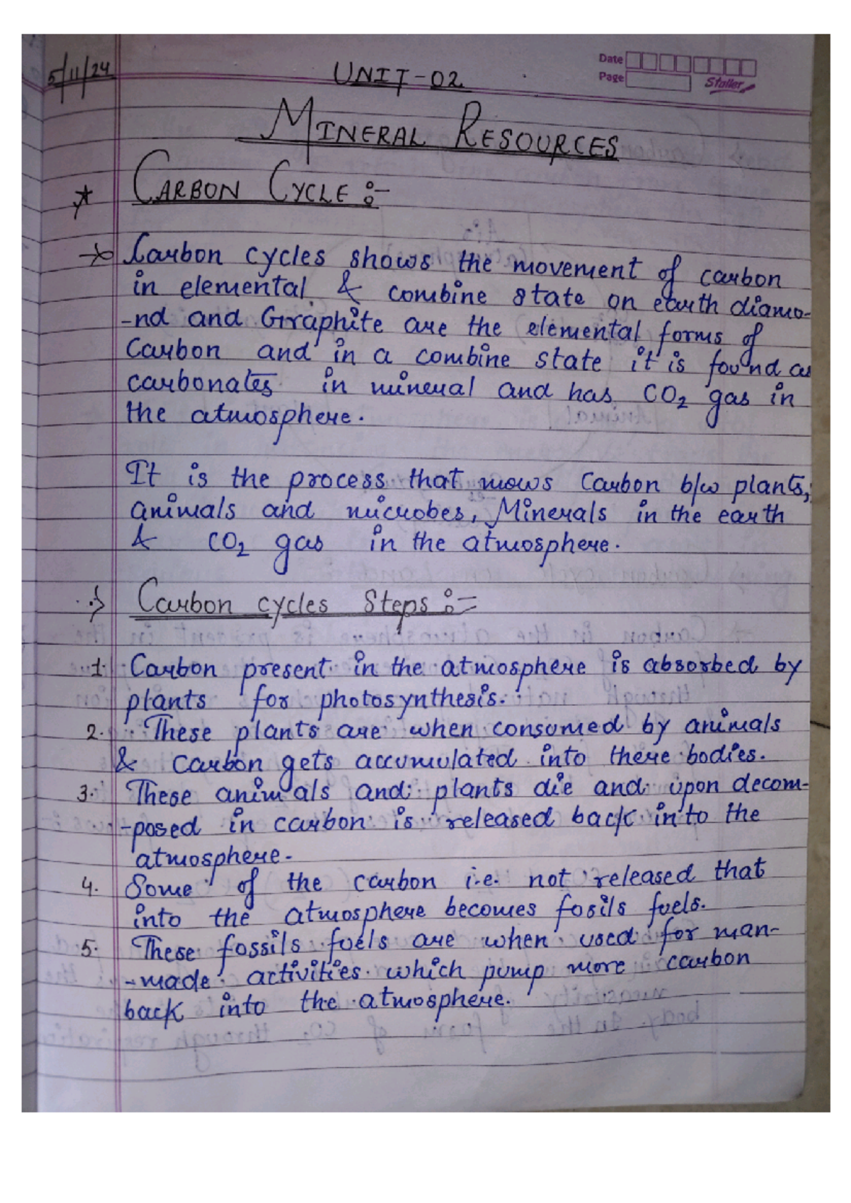 ENV .02 - Lecture Notes on Mineral Resources & Carbon Cycle - Studocu