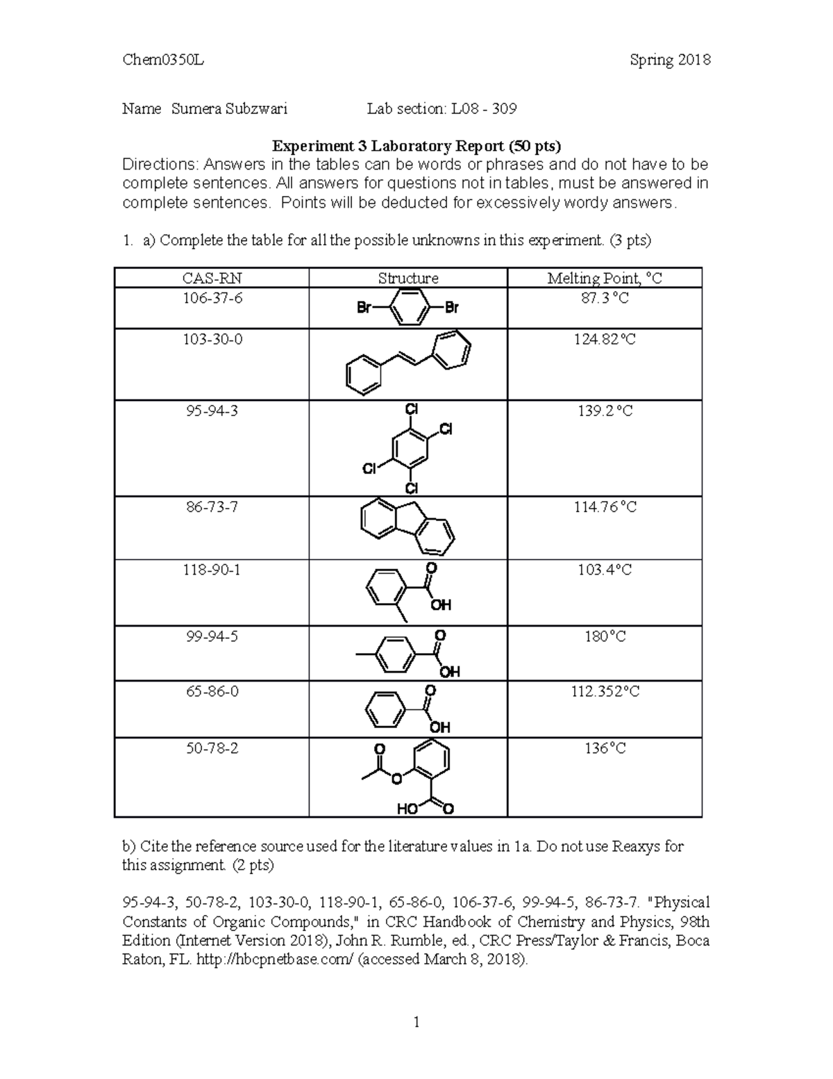 Lab Report 3: Column Chromatography and TLC Analysis of Unknowns - Studocu
