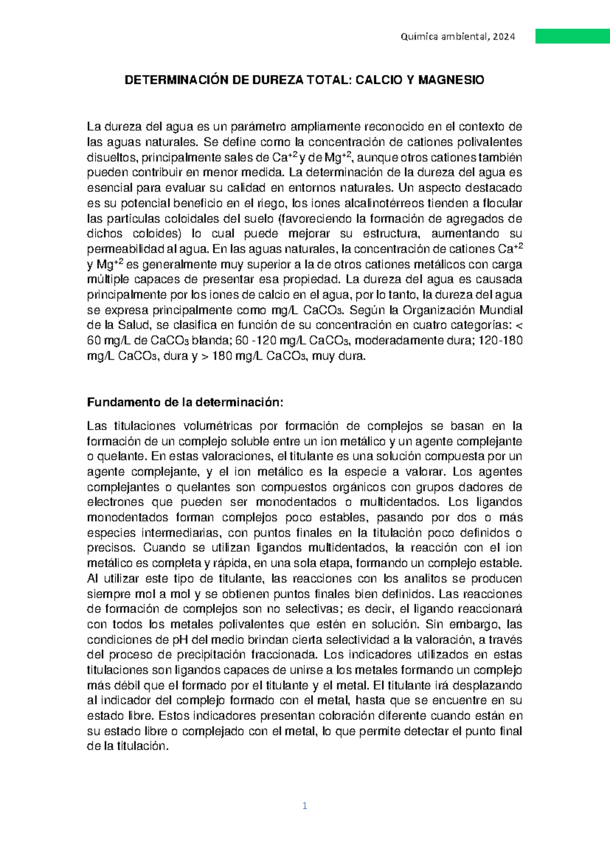 Determinación de Sulfatos en Aguas Naturales - Química Ambiental 2024 ...