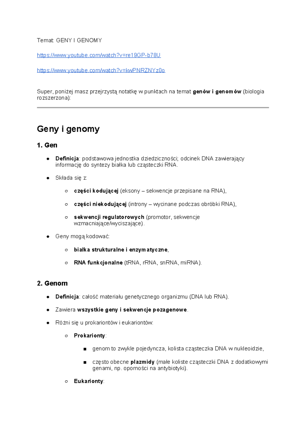 Sprawdzian Z Biologii Geny Genomy
