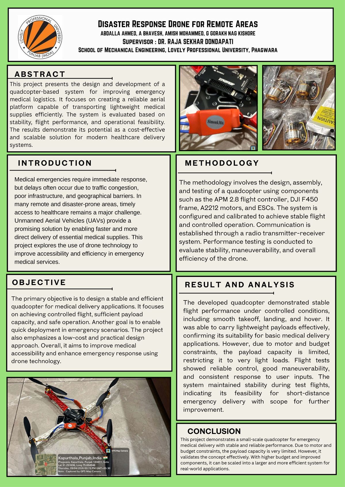Disaster Response Drone Design for Medical Delivery - ME 499 Capstone ...