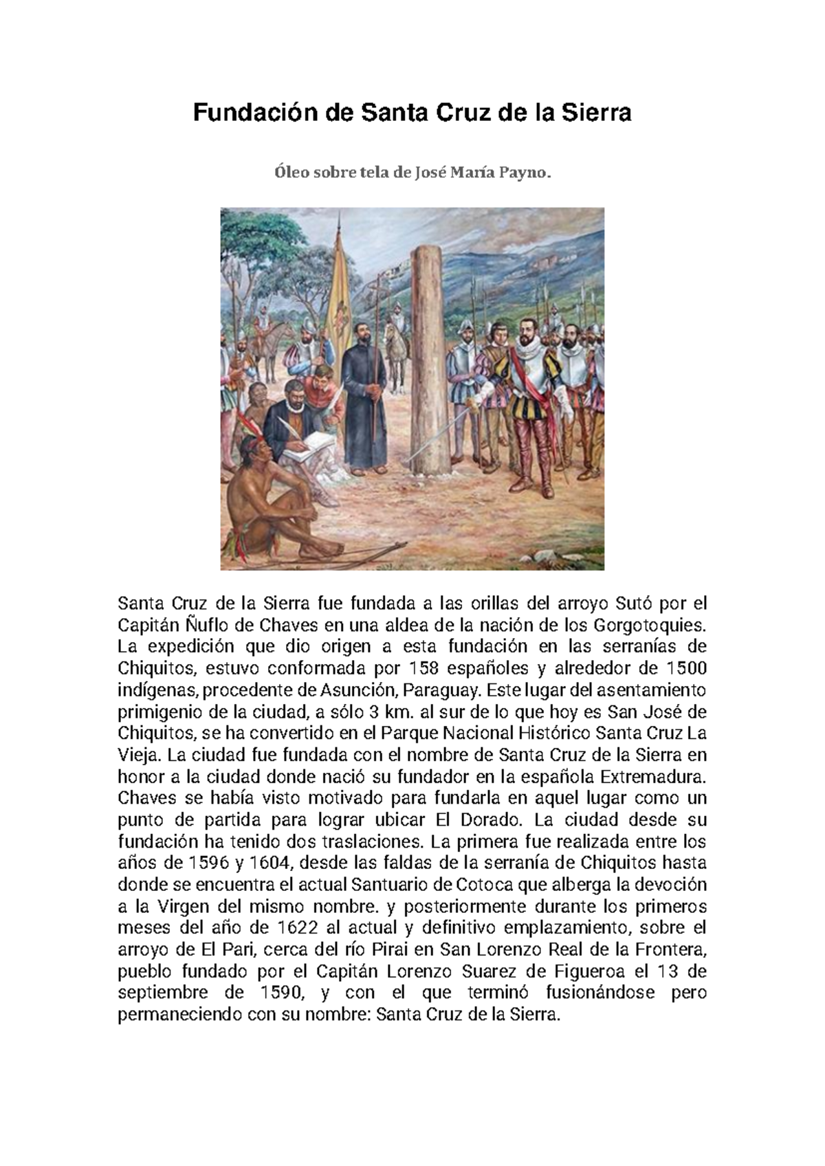 Historia de la Fundación de Santa Cruz de la Sierra: Orígenes y ...