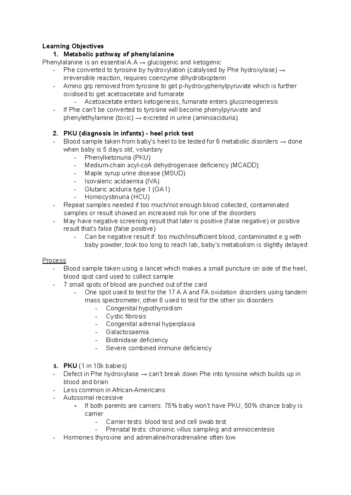 Met5 (PKU) - Metabolic pathway of phenylalanine PKU (diagnosis in ...