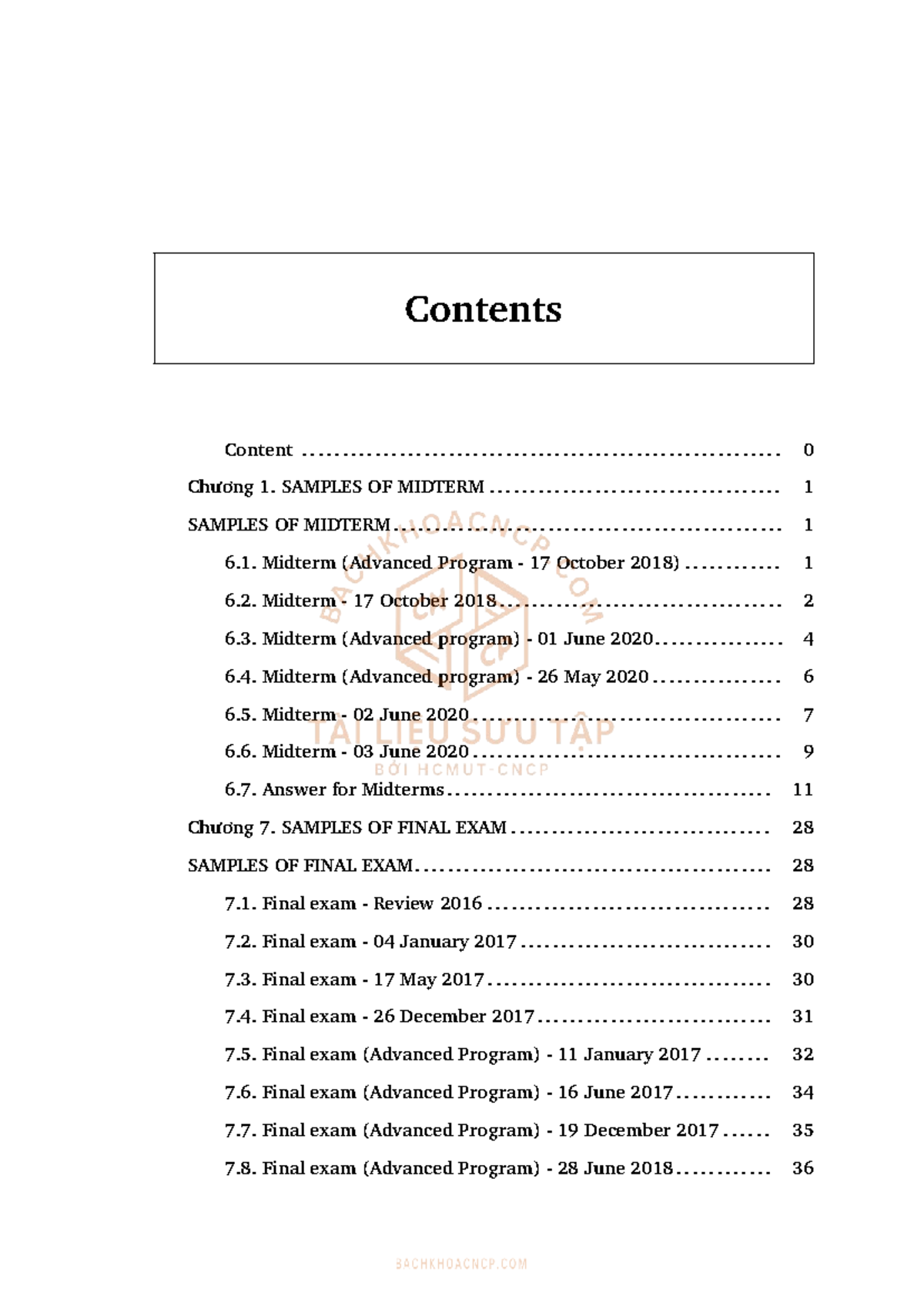 Midterm and Final Exam Samples for Course Code: SACH - Studocu