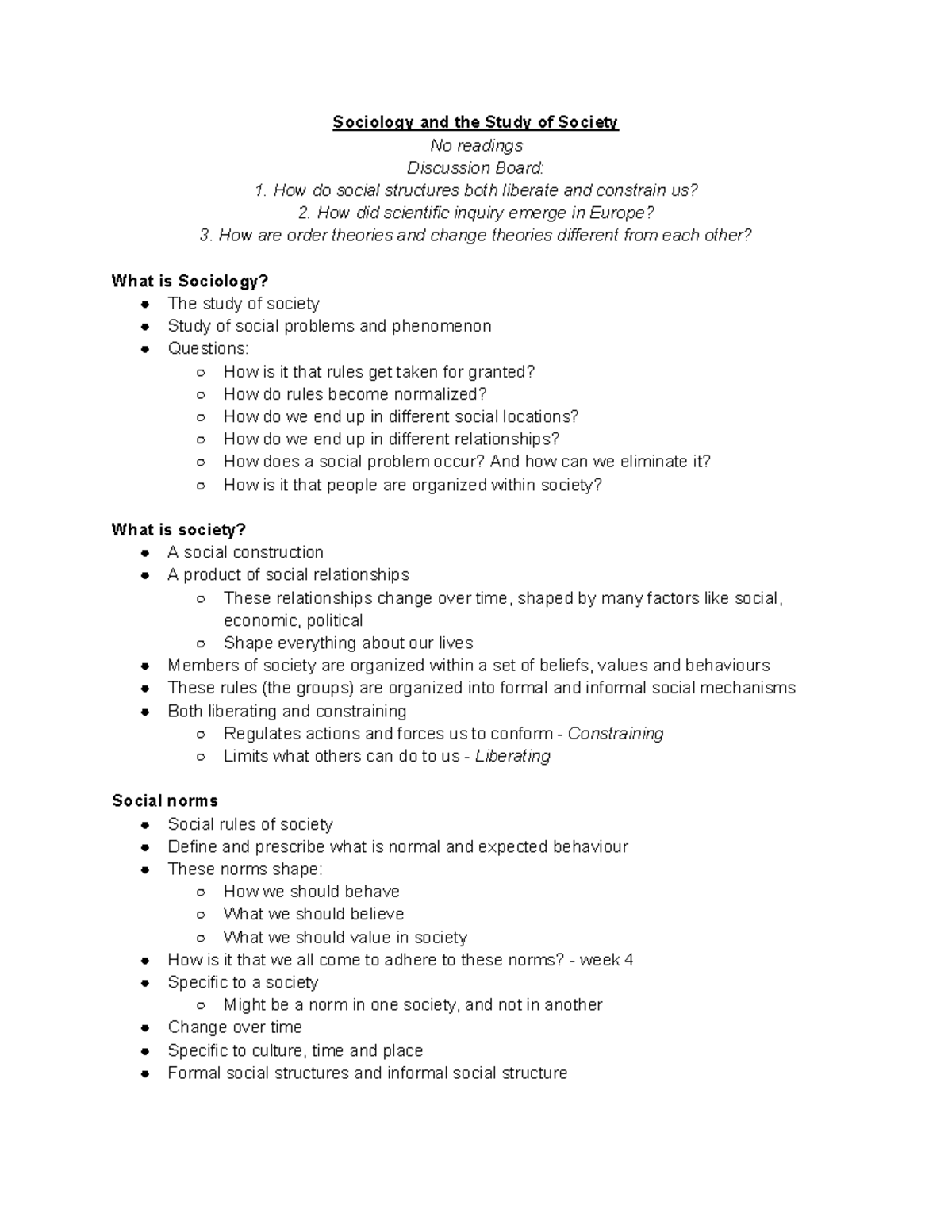 SOC 103 Lecture Notes: Social Structures and Theories of Society - Studocu