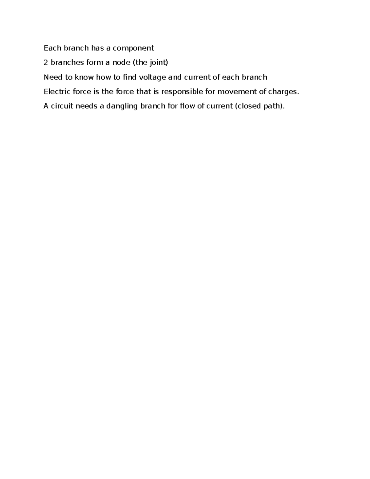 Intro notes - cool stuff - MATH-1103 - Each branch has a component 2 ...