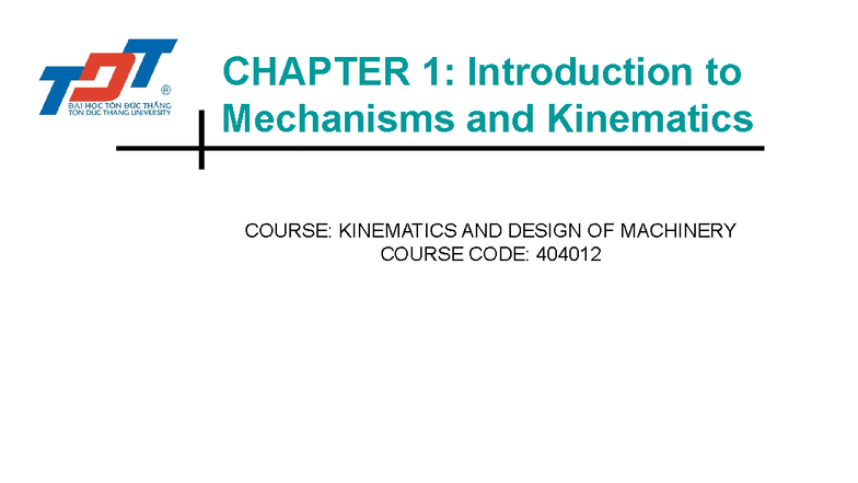 CHAPTER 1: Introduction to Mechanisms and Kinematics (404012) - Studocu