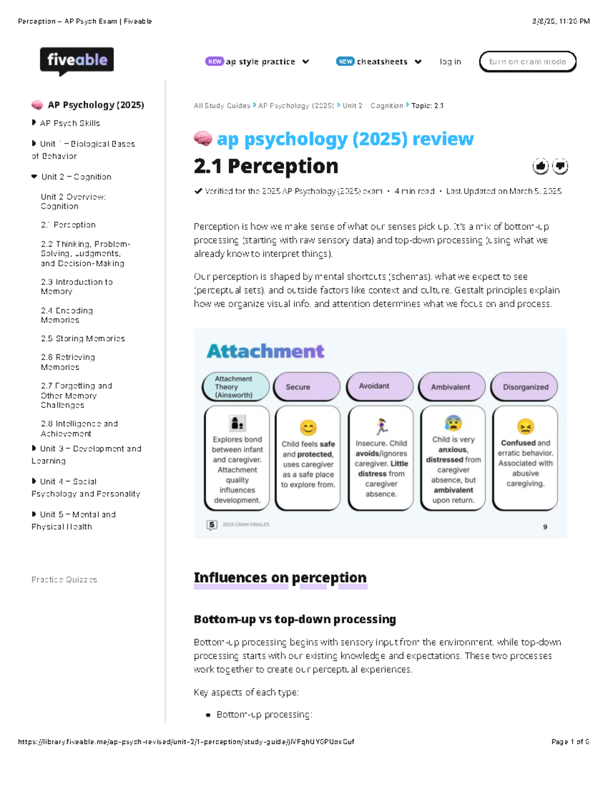 2.1 Perception Study Guide – AP Psychology (2025) Exam Prep - Studocu