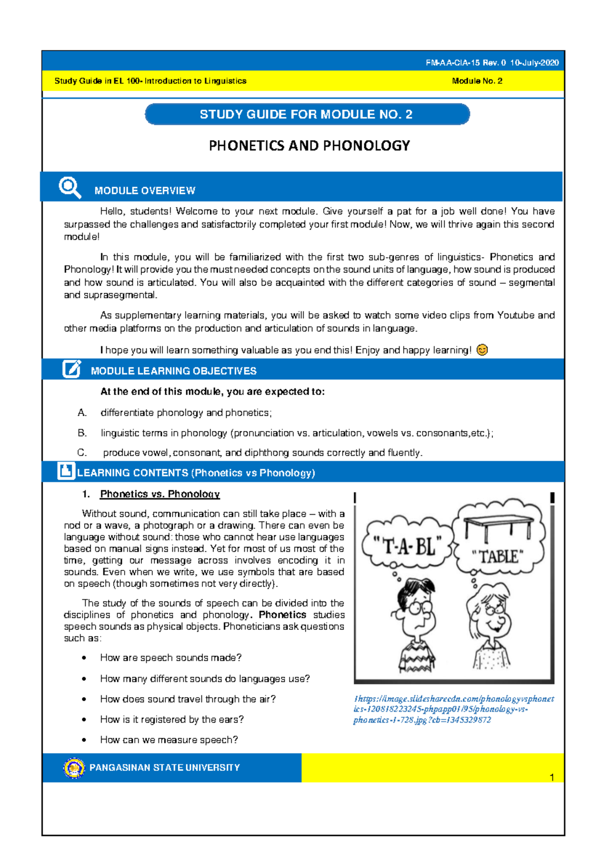 EL 100 Study Guide 2: Understanding Phonetics and Phonology - Studocu
