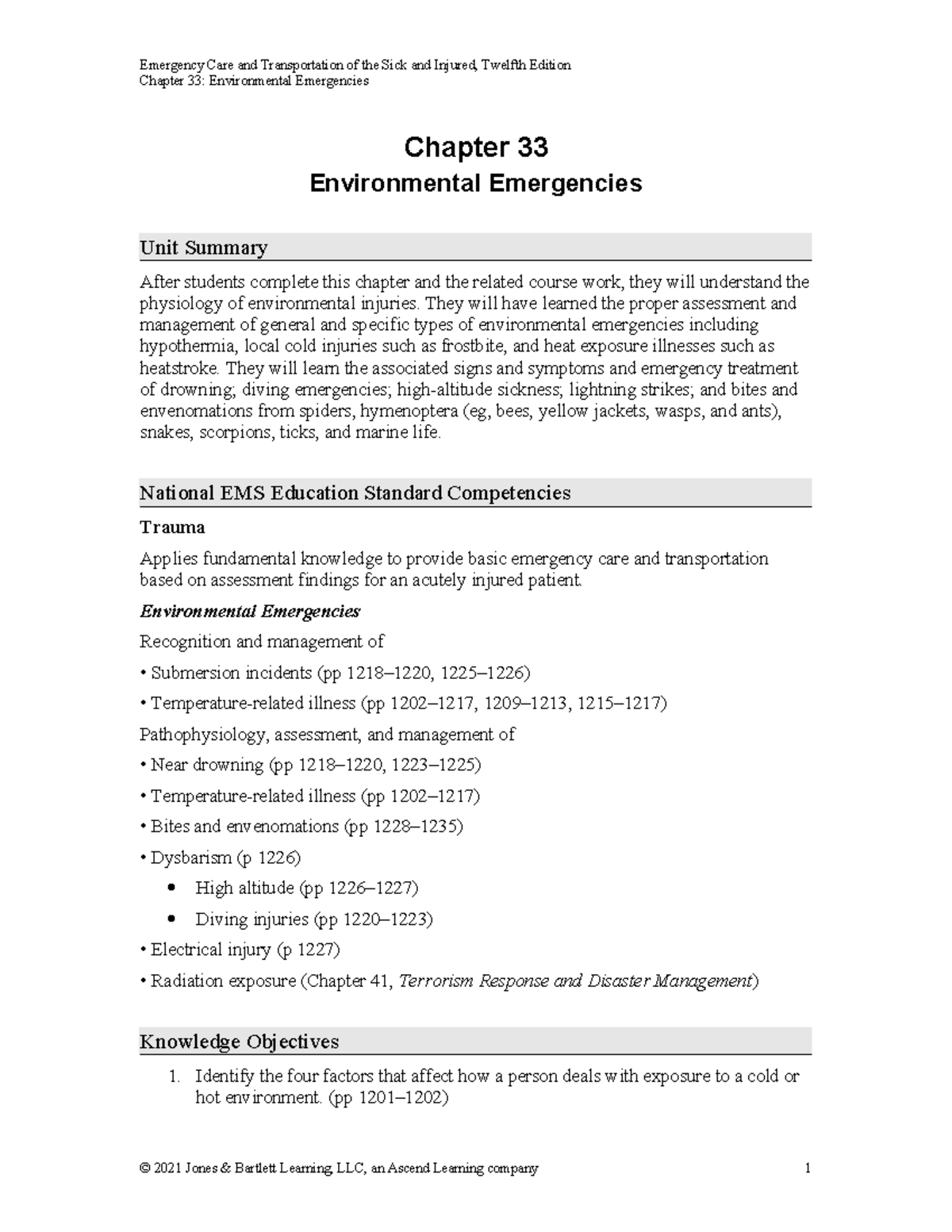 Ch 33: Environmental Emergencies - Class Notes & Overview - Studocu