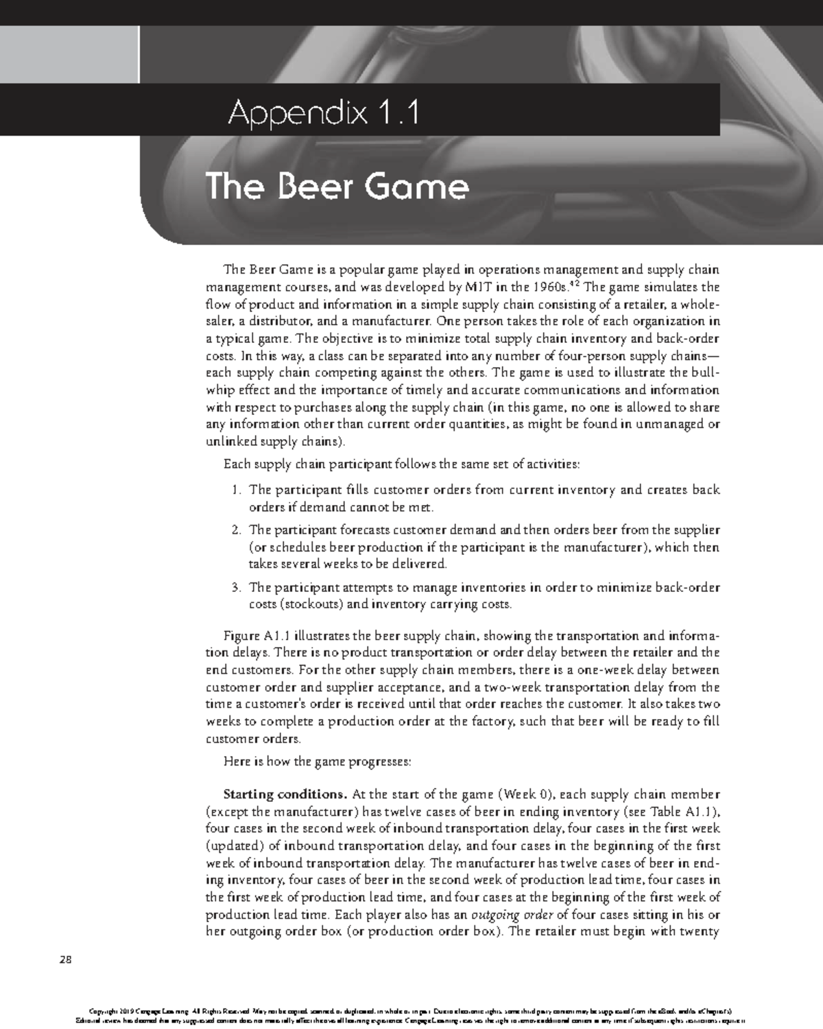 Appendix 1.1: Overview of The Beer Game in Operations Management - Studocu