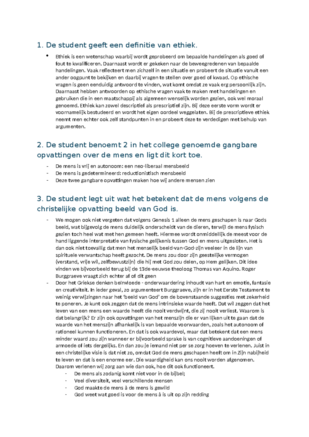Leerdoelen Ethiek: Definitie, Mensbeeld en Waardigheid in Christelijk ...