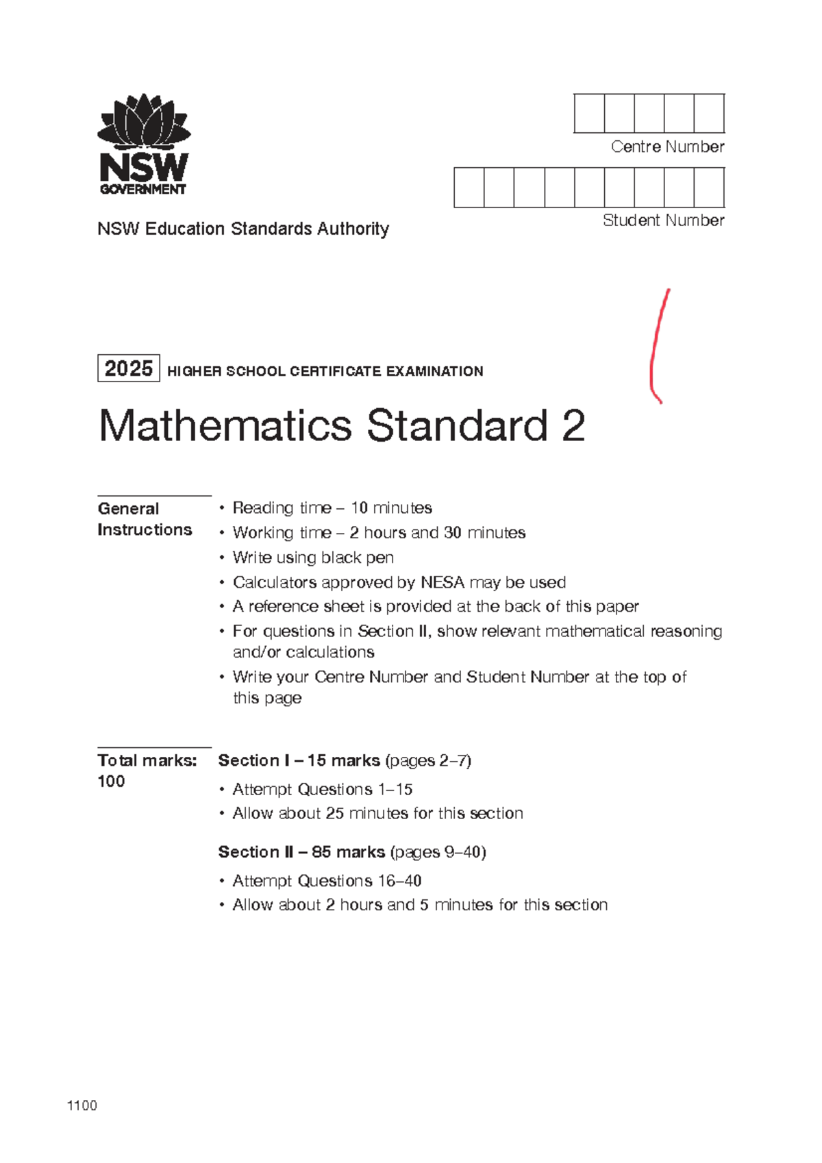 2025 HSC Mathematics Standard 2 Exam Paper - Studocu