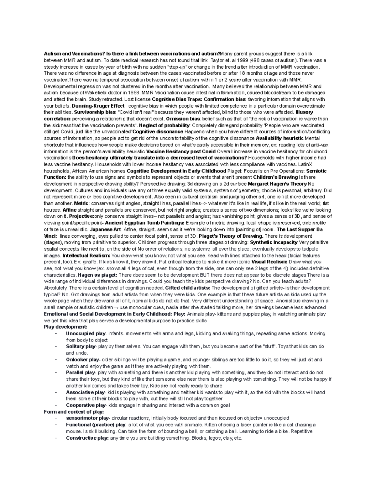 Psyc 220 thought exercise cheat sheet - Autism and Vaccinations? Is ...