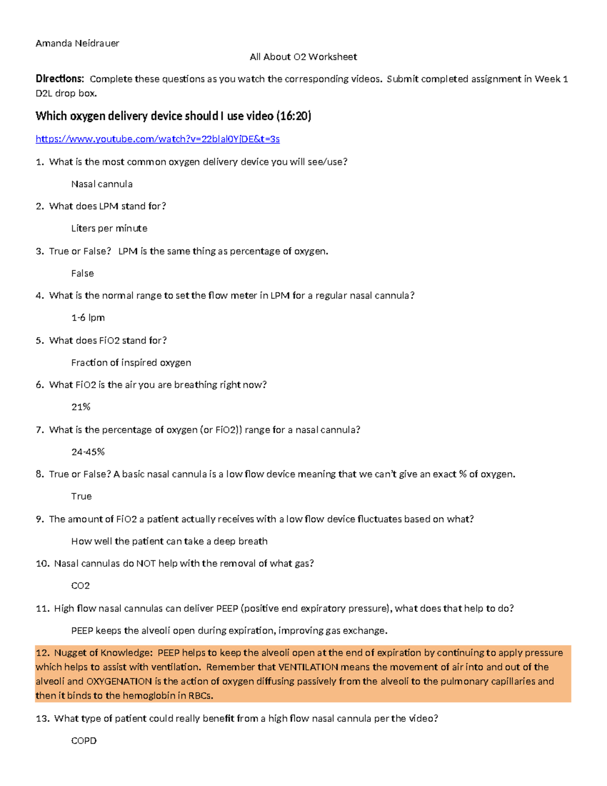 O2 Worksheet Assignment for Week 1: Key Questions and Learnings - Studocu