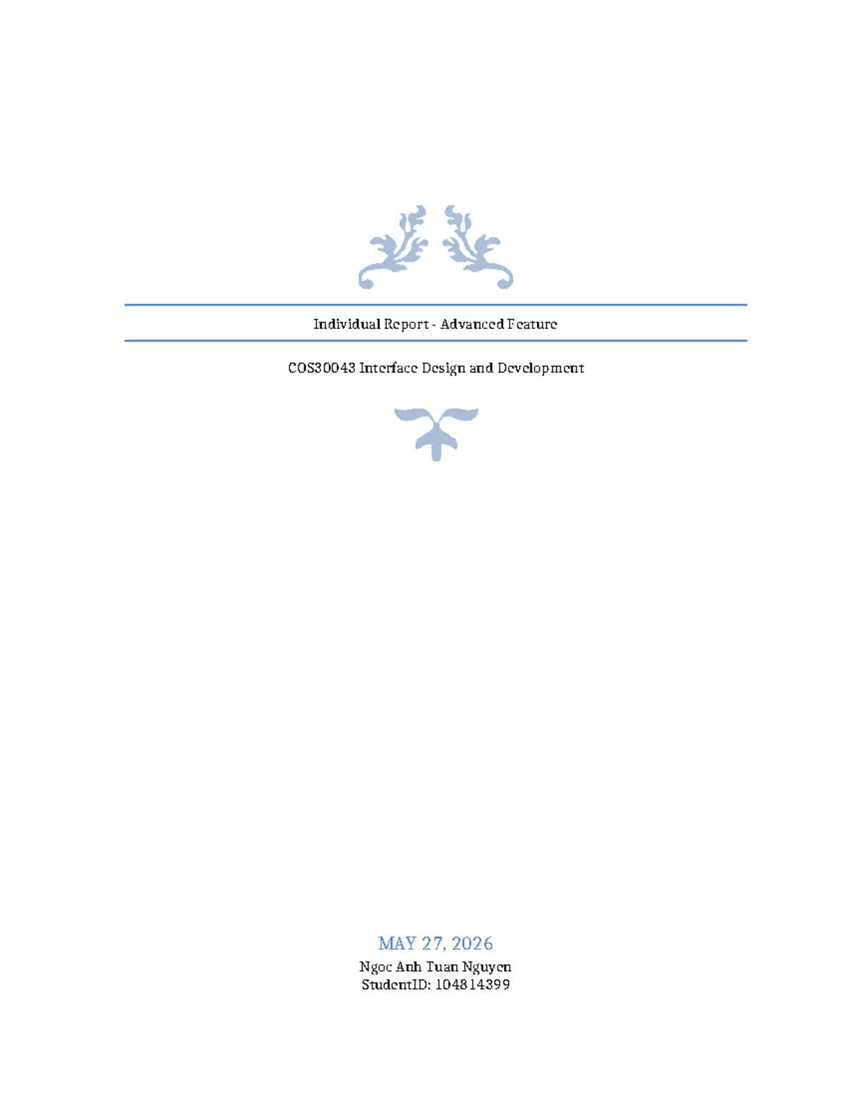 Individual Report: Advanced Feature Implementation for COS30043 - Studocu