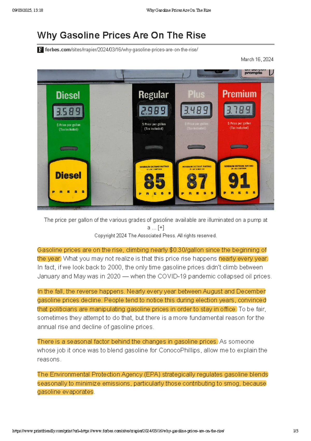 Gasoline Prices Surge: Seasonal Trends & EPA Regulations Explained ...