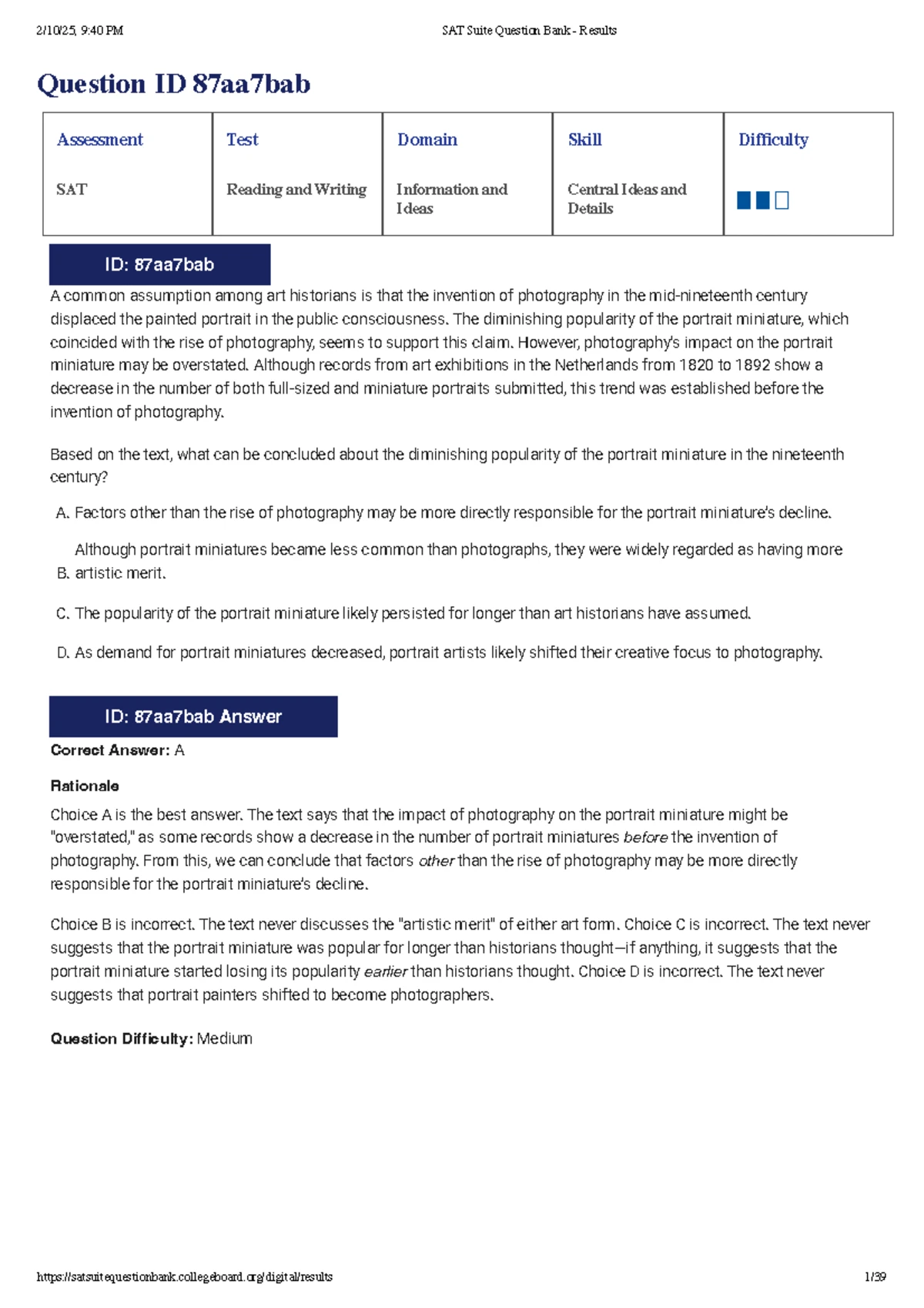 Digital SAT Sample Questions: Reading & Writing Practice Test - Studocu