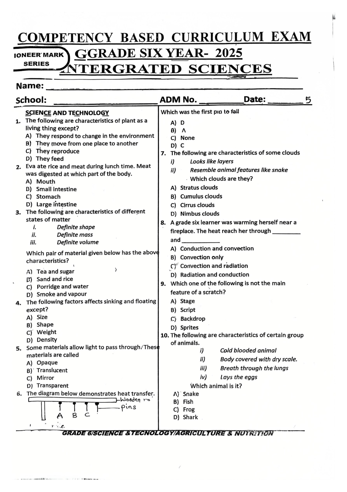 Integrated Science Grade 6 Term 2 Exam Review 2025 - Studocu