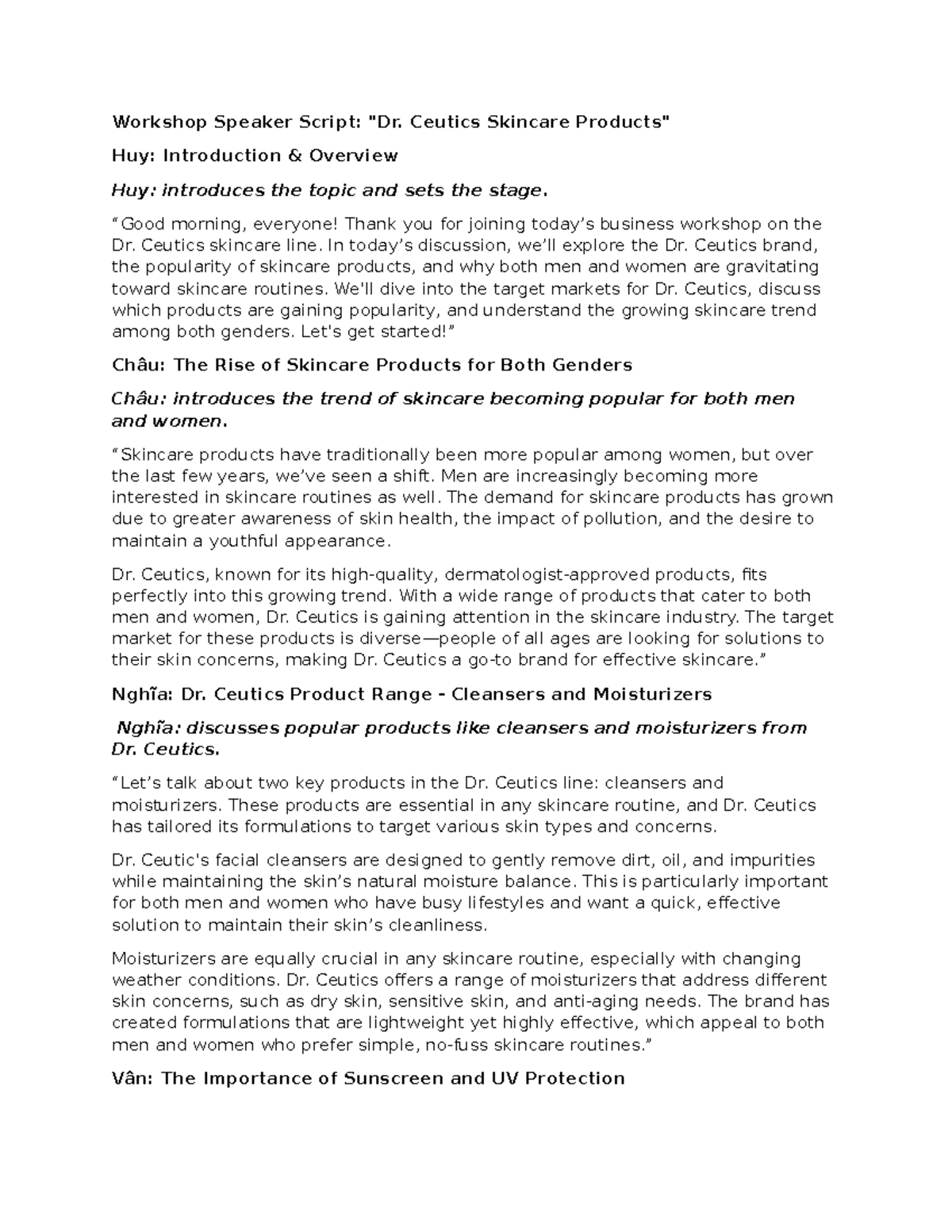 Speaking - no' proplem - Workshop Speaker Script: 