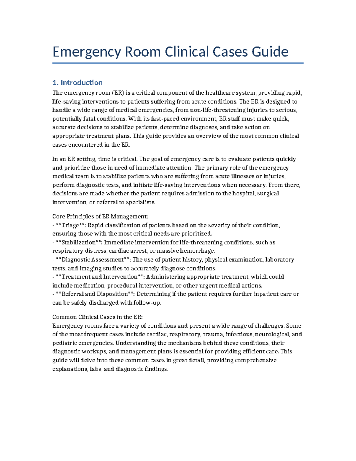 ER Clinical Cases Guide: Common Emergencies & Management - Studocu